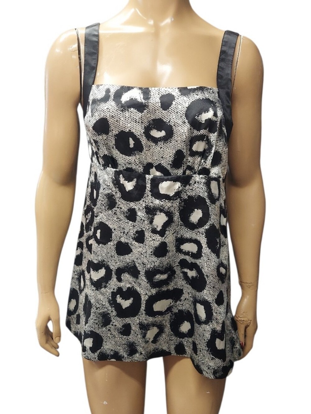 Mac & Jac Sleeveless Leopard Print Tunic Top in Black and Cream